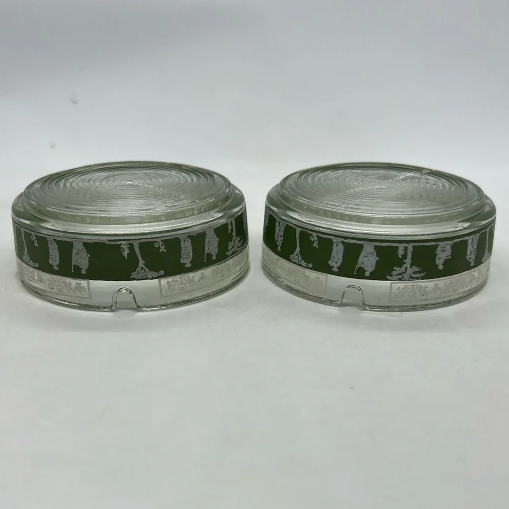 2 Jeanette Greek Sage Green Hellenic Mid Century Modern Ash Trays